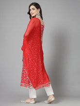 Women's Floral Printed Rayon Anarkali Kurta Pant Dupatta set-KPDREDBLING